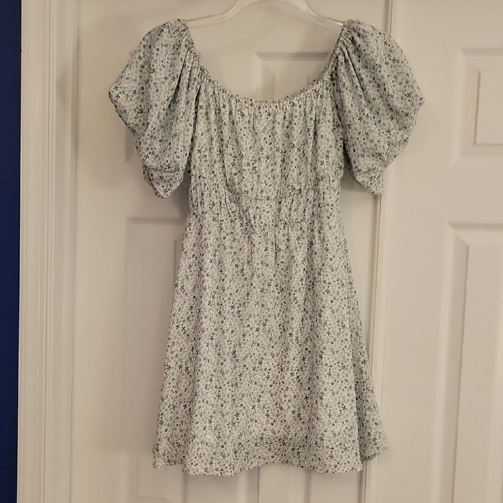 Altar'd State Green and White Floral Mini Dress